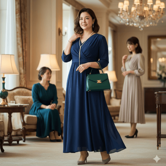 ホテルディナー女性服装 ぽっちゃり体型をカバーするコツ