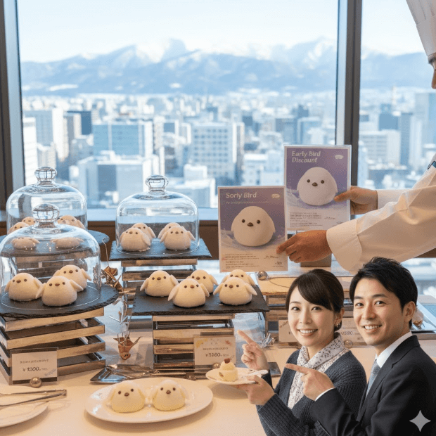 京王プラザホテルランチビュッフェ 札幌店の早期割引とシマエナガスイーツ